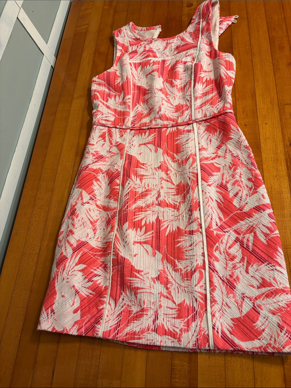 J. Crew Coral and White Tropical-Print Mini Dress